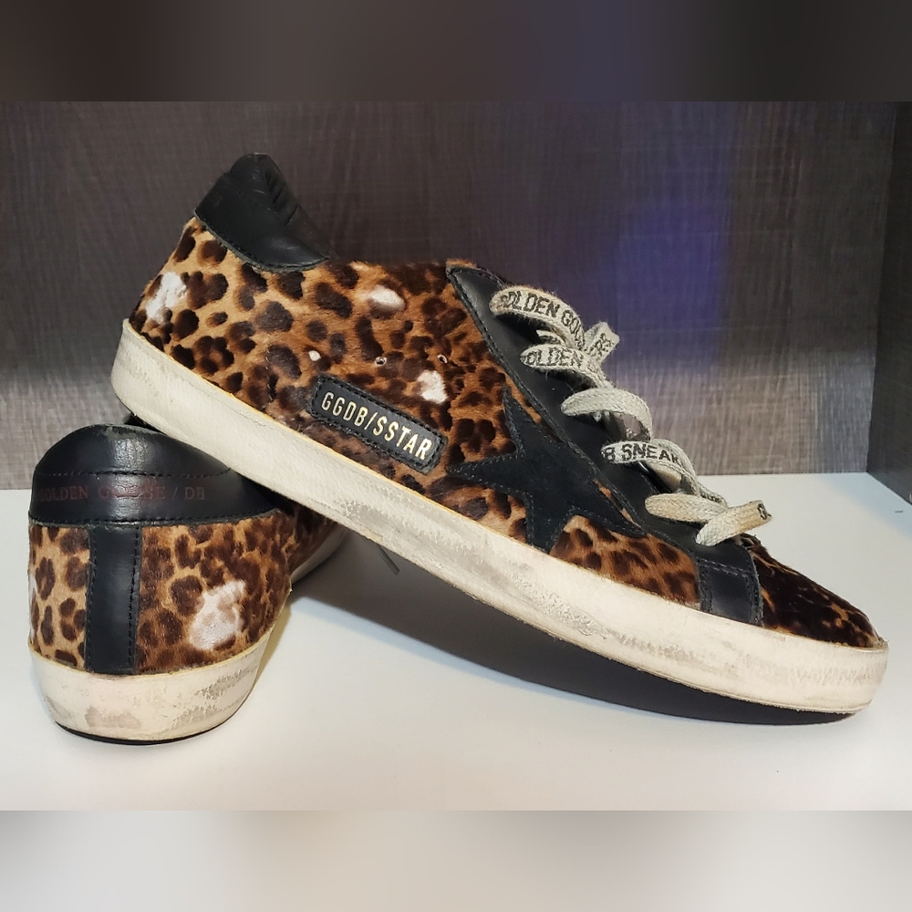 Golden Goose 39 Leopard / Black Leather Superstar